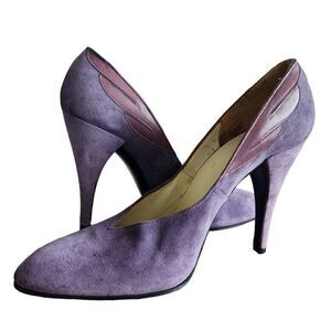 Christian Dior Vintage Heels Pumps Women 7.5 Suede Leather Purple